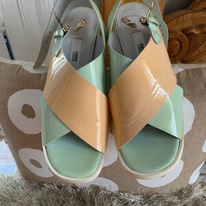 Stylish Miu Miu Pastel Crisscross Sandals